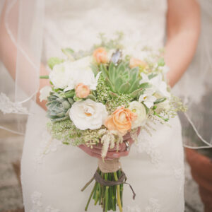 Bride and her bridal bouquet
